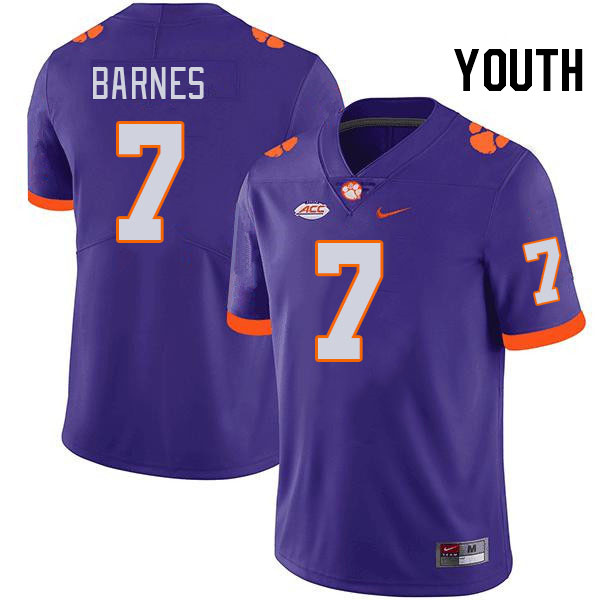 Youth #7 Khalil Barnes Clemson Tigers College Football Jerseys Stitched-Purple